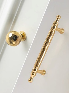 <strong>Light</strong> Luxury Solid Brass Hammered Cabinet <strong>Handles</strong> and Knobs Brass Copper Hammer Pattern Furniture T <strong>Handle</strong> Knob <strong>Pull</strong> Brass Gold - Product Image 2