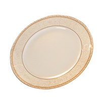 Service de Table de Luxe à Bord Doré, Vaisselle Haut de Gamme en Porcelaine Fine, Assiette Ronde en Céramique Personnalisée, Grès Blanc Glaçuré pour Usage Domestique