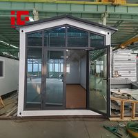 Maisonnette personnalisée de 20 pieds, préfabriquée, élégante, de qualité supérieure, avec finition bois, portable, modulaire, en conteneur, avec toit à pignon