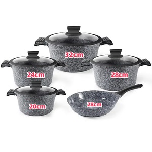 Ensemble de cuisine 17 pièces antiadhésif <span class=keywords><strong>en</strong></span> <span class=keywords><strong>pierre</strong></span> Maifan moulé sous pression, compatible gaz, style chinois moderne, pour l'exportation - Product Image 4