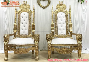 Latest Design Bridal Throne <b>Chairs</b> for Wedding Stage Beautiful Bollywood Inspired Bride Groom <b>Chair</b> Set Made Durable Teak Wood - Product Image 6