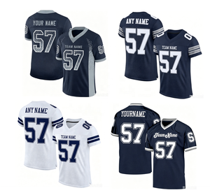 Maillots de football américains personnalisés avec nom brodé – Vente en gros pour 32 équipes – Maillots bleus pour jeunes joueurs - Product Image 1