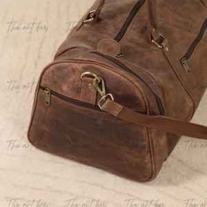 Bolsas de Lona de Cuero Genuino para Hombre, Unisex, Impermeables, Deportivas, Portátiles, de Viaje, con Logotipo Personalizado, Equipaje de Fin de Semana, Forro de Poliéster OEM - Product Image 5