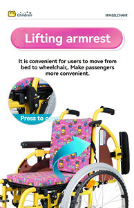 Kursi roda Manual logam campuran aluminium ringan, dapat diatur untuk anak-anak dengan peralatan rehabilitasi anak-anak - Product Image 4