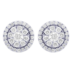 Statement <b>Silver</b> Cluster Earrings with Lab Grown Diamonds 10K White Gold Inspired Trendy Jewelry for Men and Women - Product Image 3