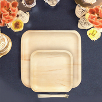 Plateau en feuille de palmier biodégradable écologique, forme carrée 7x7, pour restauration rapide, hôtels et restaurants, avec logo personnalisé, vente en gros directe usine