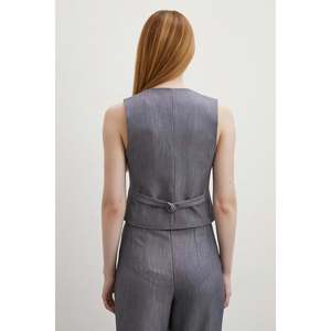 Chaleco con Copas Forradas para Mujer, en Tela de Lana Antracita, para Traje - Product Image 1