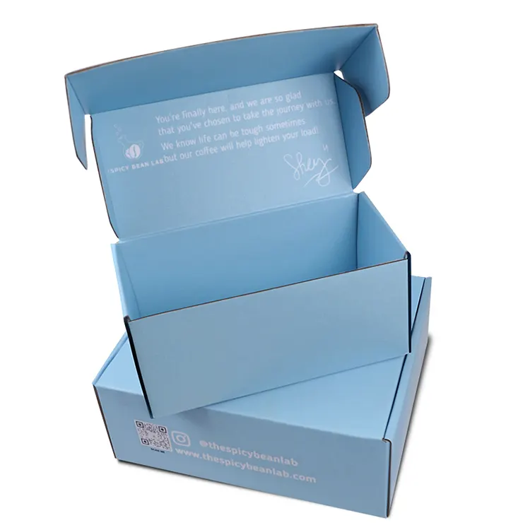 Hot Sale Customized Rigid Blue Shipping Boxes Mailer Box with White Printing for Hat Cloth Gift Cosmetics Packaging