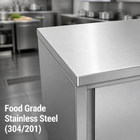 Table de travail en acier inoxydable à porte coulissante, table de préparation pour cuisine commerciale, robuste, pour la restauration, la boulangerie et la transformation alimentaire