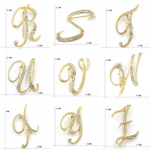 Broche de Moda con <span class=keywords><strong>el</strong></span> Alfabeto Inglés, Incrustado con Diamantes de Imitación, Broche de Aleación, Accesorio de Ropa Simple, Pin - Product Image 3