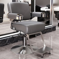 Chaise de salon de coiffure en cuir PU au design traditionnel, réglable en hauteur, rotative à 360 degrés, avec pompe hydraulique pour usage commercial, hôtels
