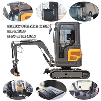 Mini-excavatrice hydraulique sur chenilles JIAHE de 1,5 tonne avec bras pivotant, moteur Eaton, moteur diesel haute puissance de creusement, certifiée CE EPA