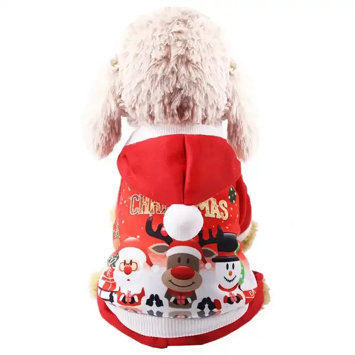 Pakaian Santa rusa kutub anjing kostum anak anjing hoodie musim dingin pakaian kaus hewan peliharaan mantel bertudung jaket kucing pakaian