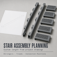 Profil de poutre d'escalier en PRV avec service de découpe pour escaliers industriels, plateformes d'entretien et structures d'accès aux équipements