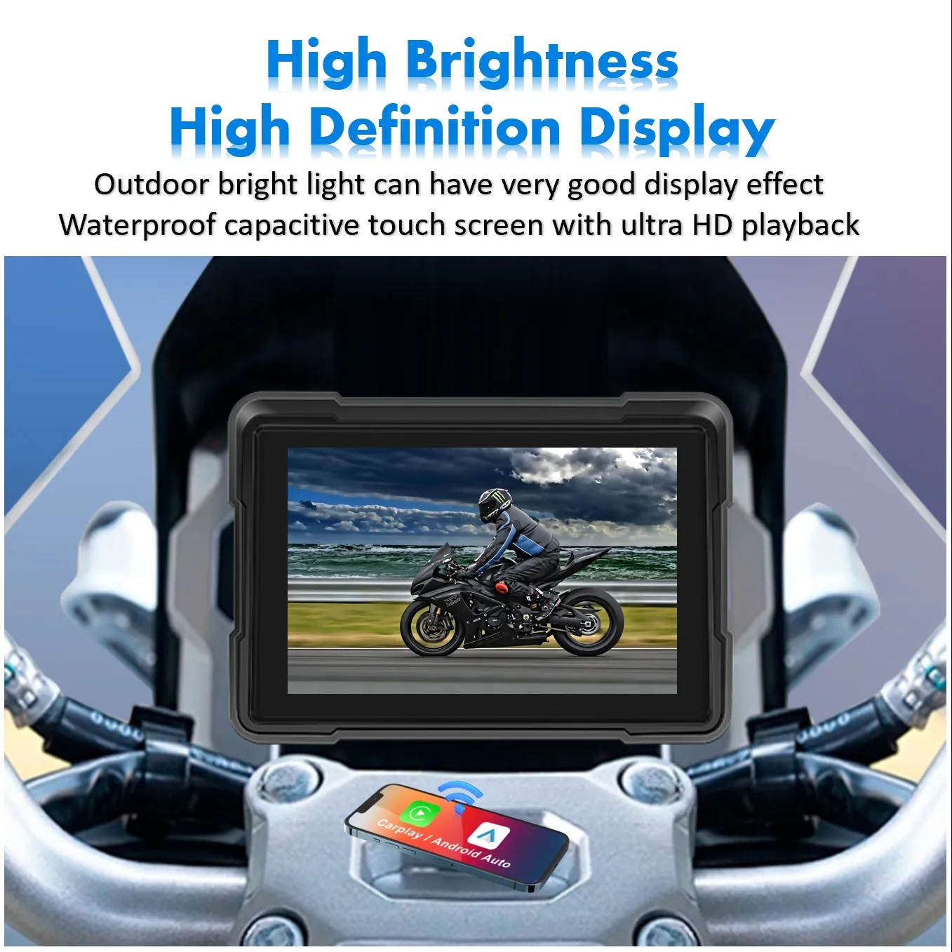 Motocicleta Carplay IP67 impermeable pantalla táctil de 5 pulgadas motocicleta GPS con navegación de motocicleta Carplay