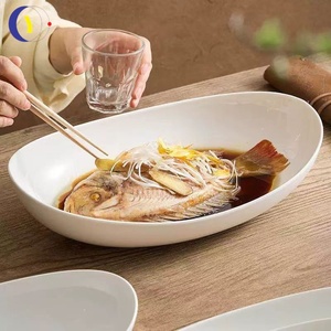 Nordic White Tableware Boat Shape Bowl Ceramic <b>Soup</b> Salad Pasta Bowls Oval Bowl for Catering Buffet of Hotel - Product Image 5