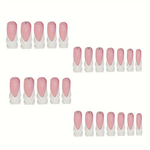 24 <span class=keywords><strong>Uñas</strong></span> Postizas Acrílicas 3D <span class=keywords><strong>Cortas</strong></span> Cuadradas Tipo Pico de Pato, Hechas a Máquina, Venta al por Mayor, <span class=keywords><strong>Uñas</strong></span> Falsas Adhesivas <span class=keywords><strong>para</strong></span> Aplicación en Dedos - Product Image 3