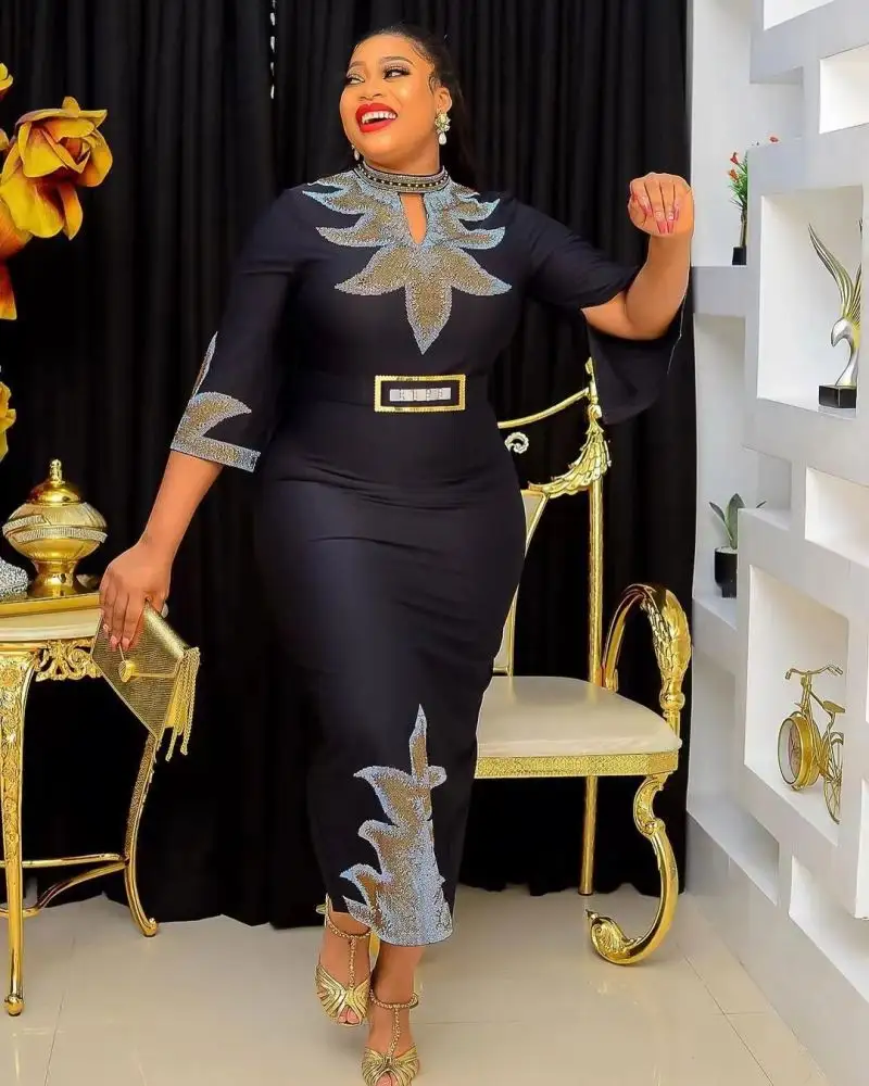 Abiti africani per le donne 2022 nuova moda autunno nero blu bianco vestiti eleganti abito da festa taglie forti Sexy vestito aderente