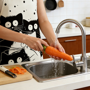 Delantal con diseño de gato en blanco y negro para adultos, uso en cocina, protección contra salpicaduras. - Product Image 4
