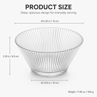 Vente en gros de bols en verre cannelé transparent de 16 cm, profonds, pour salade de fruits, dessert, service de table pour hôtel, restaurant