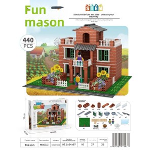 Miniature de <span class=keywords><strong>maison</strong></span> de maçon en plastique à assembler soi-même, modèle de simulation de <span class=keywords><strong>villa</strong></span>, jouet de construction pour enfants et nourrissons - Product Image 2