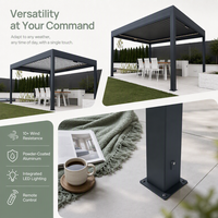 Gazebo motorisé en aluminium pour extérieur, économique, protection UV UPF 50+, abri pour zone de réception et de négociation