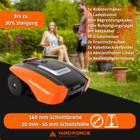 Yard Force 20V Easymow 260B Robot pemotong rumput 16cm potong 3500 RPM & 3 pengaturan tinggi 100m kawat 100 pasak Kit penuh untuk rumput hingga 260m m²