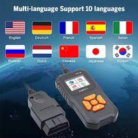 Analizador de escáner automático OBD2 portátil con pantalla de visualización Detector de fallas de coche Lector de código para diagnósticos en varios idiomas