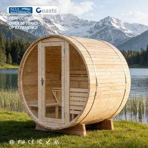 Sauna de Barril de Madera de Redwood de Alta Calidad, Perfecta para Spa y Bienestar en Casa Esta sauna exterior ofrece una comodidad que permite alojar a dos personas - Product Image 1