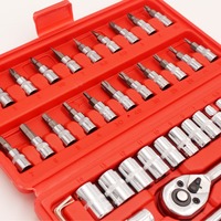 Juego de llaves de reparación de automóviles multifuncionales de 46 Uds., caja de herramientas Manual Universal, herramientas de mano pequeñas, incluido el juego de enchufes