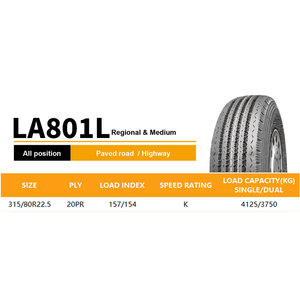 Neumático Radial para Camión y Autobús LCH T-REX315/80R22.5, Nuevo, para Todas las Posiciones, para Camión con Remolque, 1 Año de Garantía - Product Image 6