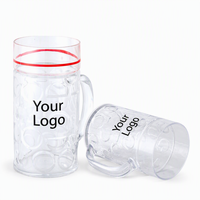 1.2L (2 Pints) Mug Bir Jerman Klasik - Gelas Oktoberfest Plastik Besar Berlekuk dengan Pegangan
