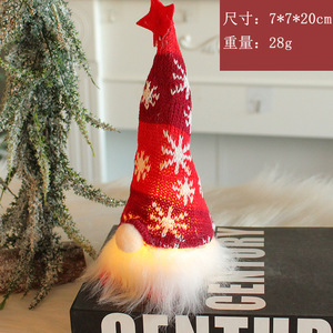 Gnomos Navideños Tejidos con Luces LED, Adornos de Peluche de Santa Claus sin Rostro con Copos de Nieve, Decoración Navideña - Product Image 6