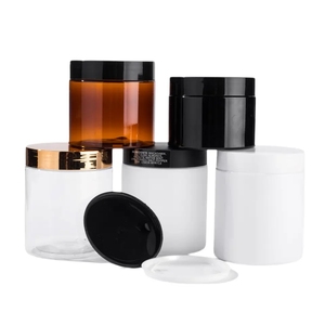 Bocaux de conservation alimentaire en plastique transparent, ronds, avec couvercle à vis en aluminium, en PET, forme cylindrique, avec étiquette en papier, pour les collations - Product Image 3
