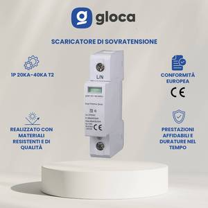 Dispositivo di Protezione da Sovratensioni Gloca T2 275VAC 20kA 40kA Montaggio su Guida DIN JX5120 - Product Image 2