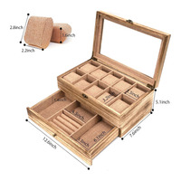 Boite de montre à 10 fentes pour hommes et femmes Porte-montre en bois Organisateur d'affichage pour hommes Cadeau pour petit ami Fête des pères Anniversaire