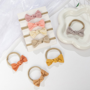 High Quality Nylon <strong>Headband</strong> <strong>Baby</strong> Girls Solid Color Linen Knot Tiny <strong>Baby</strong> Girl <strong>Headbands</strong> and Bows - Product Image 5