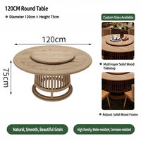 Ensemble de table et de chaises rondes en bois massif rustique pour restaurant, bistrot, design d'intérieur de style naturel, vente en gros personnalisée OEM