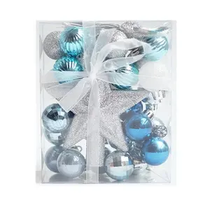 Warme Pop Kleur Decoratie Met Patroon Top Star Sky Blue Kerst Ball Pakket Kerstversiering Kerstboom Gebruik Hanger