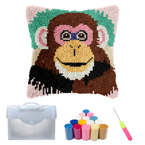 Custom Pattern DIY Macaque Latch Hook Pillow Kit Handmade Home Decor Yarn Decoration Craft Gift Textile & Fabric Crafts