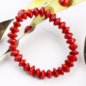 <b>Red</b> Acacia Bean <b>Bracelet</b> Heart Shape Elastic Single Strand Jewelry Gift Unisex Hangzhou Origin PTHD03 - Product Image 1
