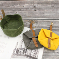 Bol pliable pour animaux de compagnie YY, bol de voyage pour chien en toile cirée faite à la main, sac de transport pour nourriture pour chiens et chats, imperméable