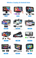 Autoradio portable sans fil avec écran tactile de 7 pouces, compatible Apple CarPlay et Android Auto, avec fonction Mirror Link/GPS/Siri/Google/FM