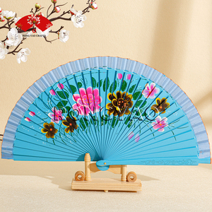 Abanico de Mano Español de Madera Pintado de Rojo de 23 cm con Estampado de Flores, Abanico <span class=keywords><strong>Flamenco</strong></span> para Mujer - Product Image 5