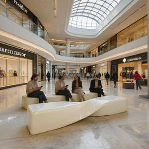 Bancs d'extérieur en fibre de verre, banc de patio au design moderne et minimaliste, luxueux et durable pour les places commerciales, centres commerciaux, aéroports - Product Image 2