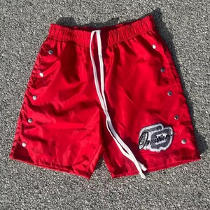 High Quality 100% Polyester <b>Shorts</b> Spandex Gym Sports Nylon Windbreak <b>Shorts</b> Custom logo Side Buttons Nylon <b>Shorts</b> - Product Image 1