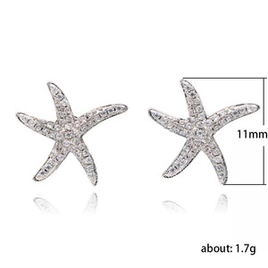 Orecchini a Perno con Cristalli a Forma di Stella Marina per Donne, Stile Oceanico, Accessori Eleganti per Uso Quotidiano - Product Image 5
