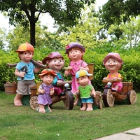 Ornements de pots de fleurs pour enfants en plein air, sculptures de personnages de dessins animés en fibre de verre faites à la main, personnalisables, pour le jardin du campus