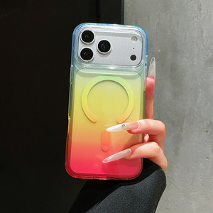 Coque de téléphone magnétique transparente à dégradé coloré <span class=keywords><strong>pour</strong></span> iPhone 18 Pro Max 17 16 15 14, design <span class=keywords><strong>fantaisie</strong></span>, compatible avec la charge sans fil - Product Image 3