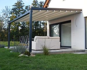 Auvent rétractable extérieur en alliage d'aluminium et PVC, étanche IP67, avec télécommande, revêtement poudré, style moderne et luxueux. - Product Image 2